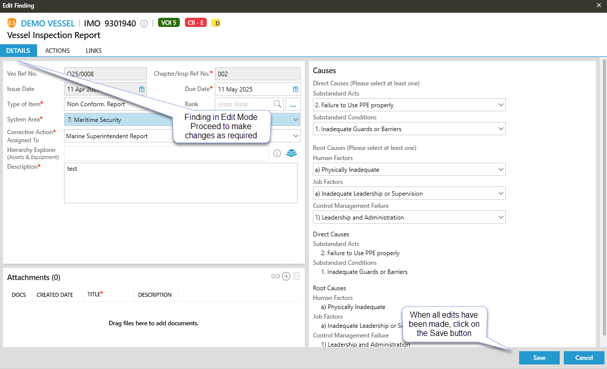 Add, Edit & View Inspection Findings