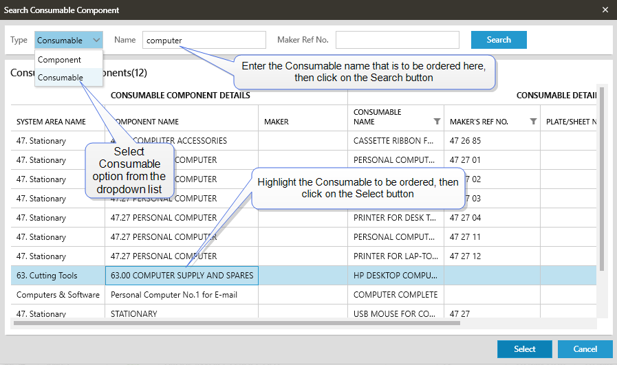 Orders for Consumables & Catalogues